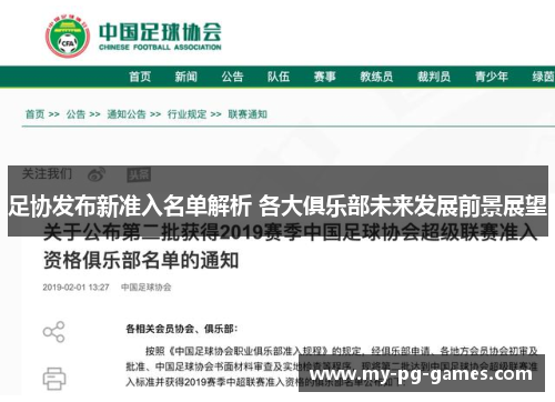 足协发布新准入名单解析 各大俱乐部未来发展前景展望